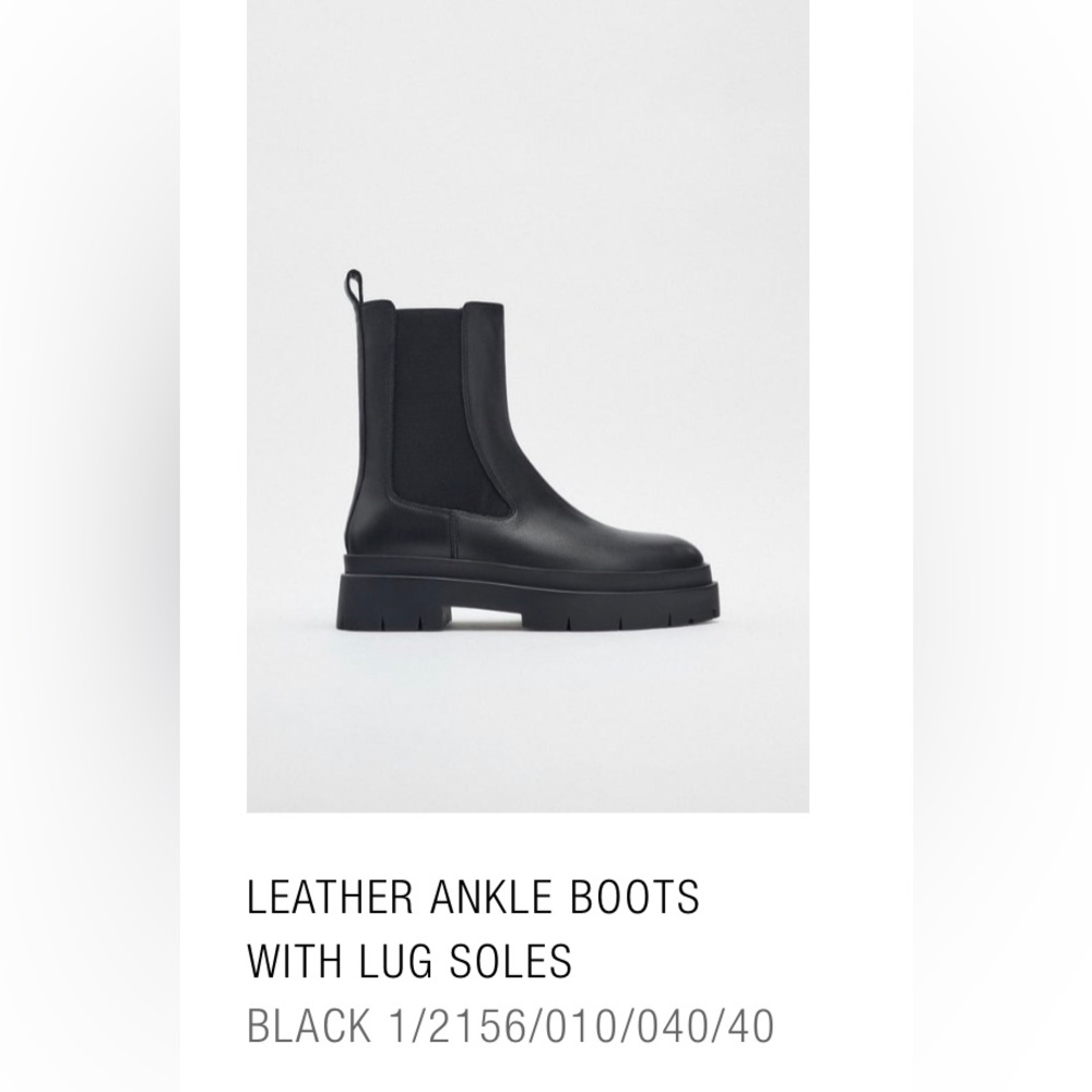 Zara Leather ankle boots with Lug sole